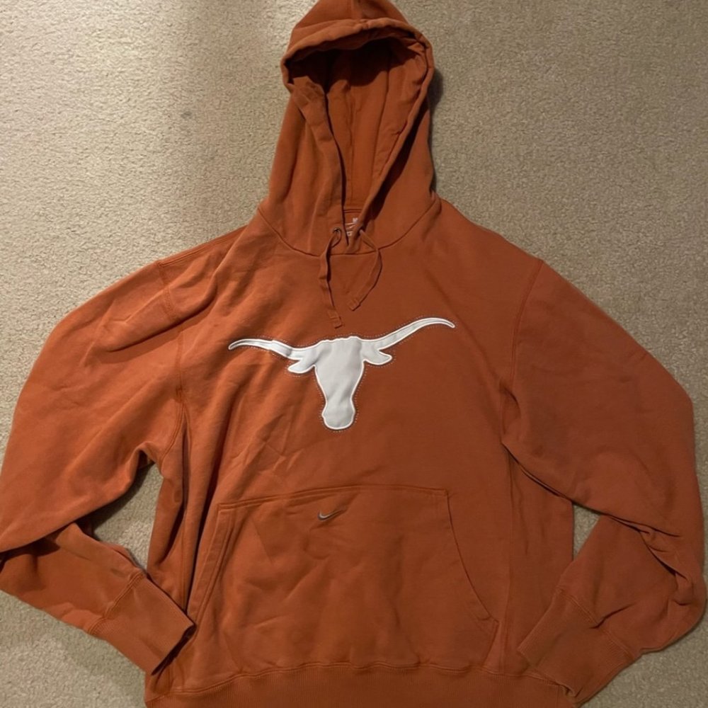 Vintage Nike Stitched Texas Longhorns Sweatshirt Hoodie Orange Mens Size M